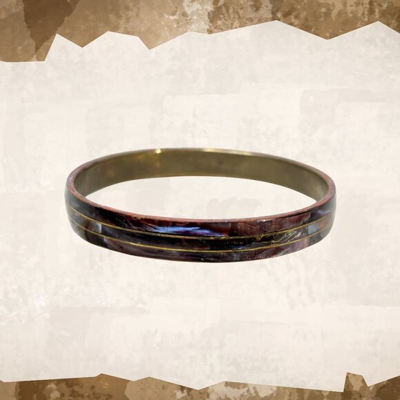 Iridescent Brown Shell Inlay Bracelet - Picture 4 of 4